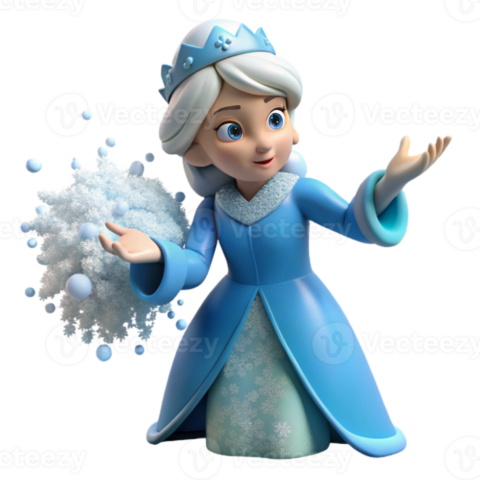 beautiful artistic 3D Render Snow Queen Illustration authentic png