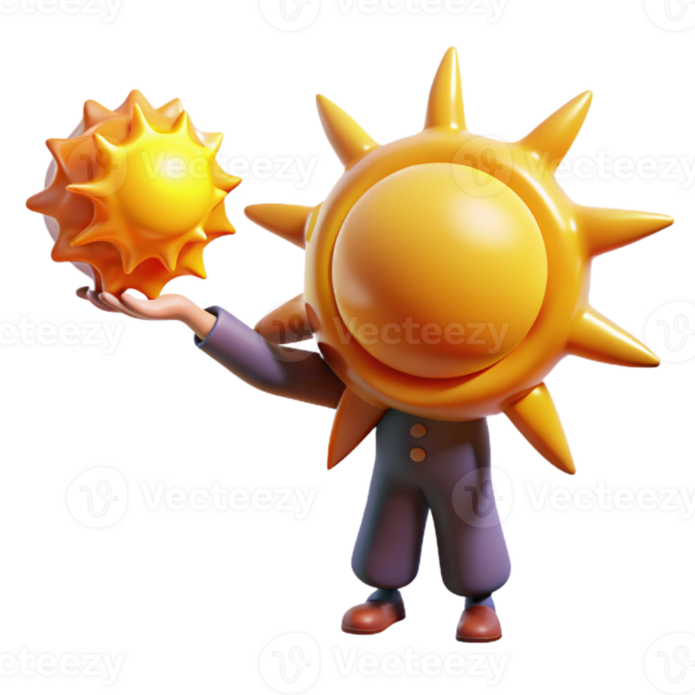 stunning artistic 3D Sun Character Illustration high resolution png