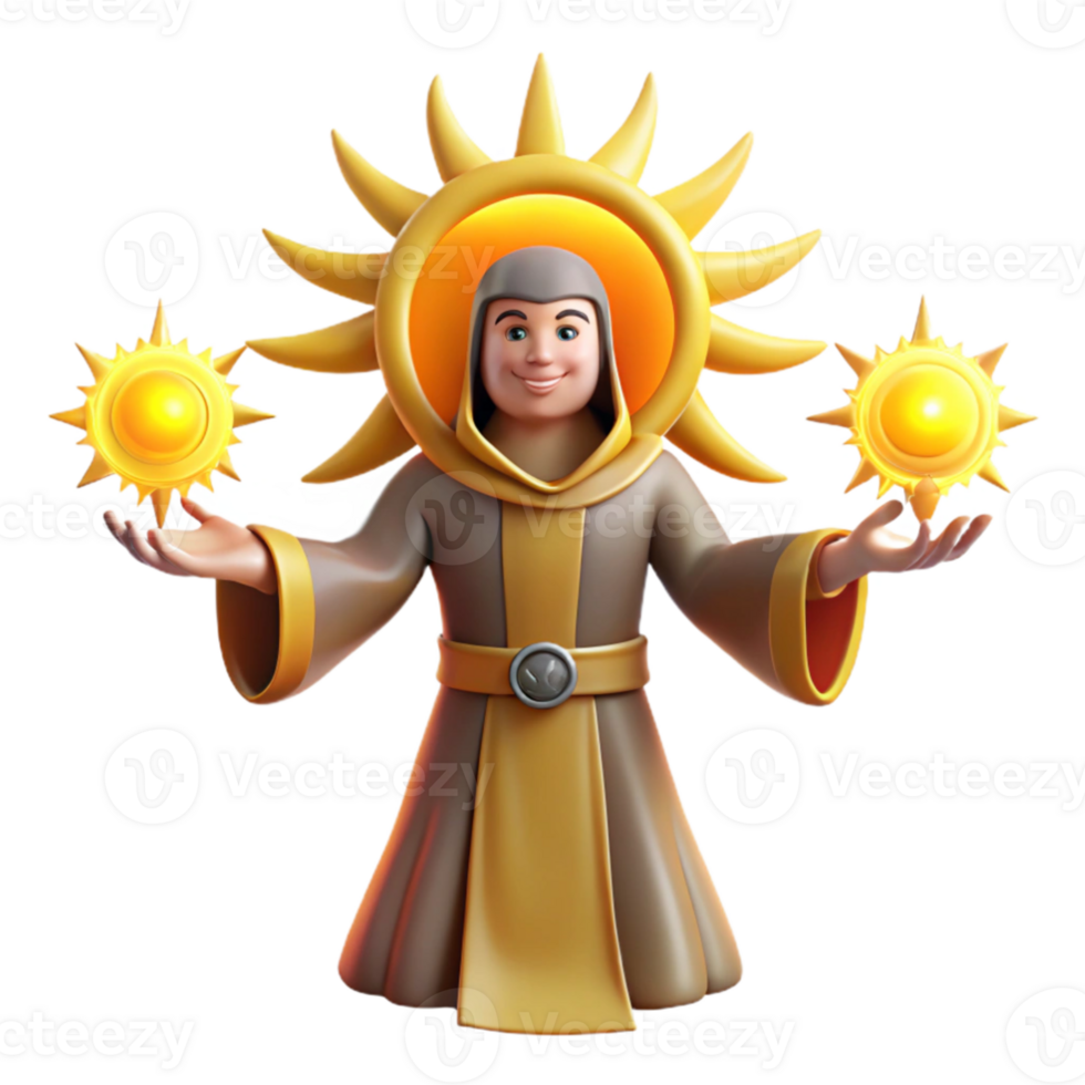 vibrant abstract 3D Illustration Sun Wizard genuine png
