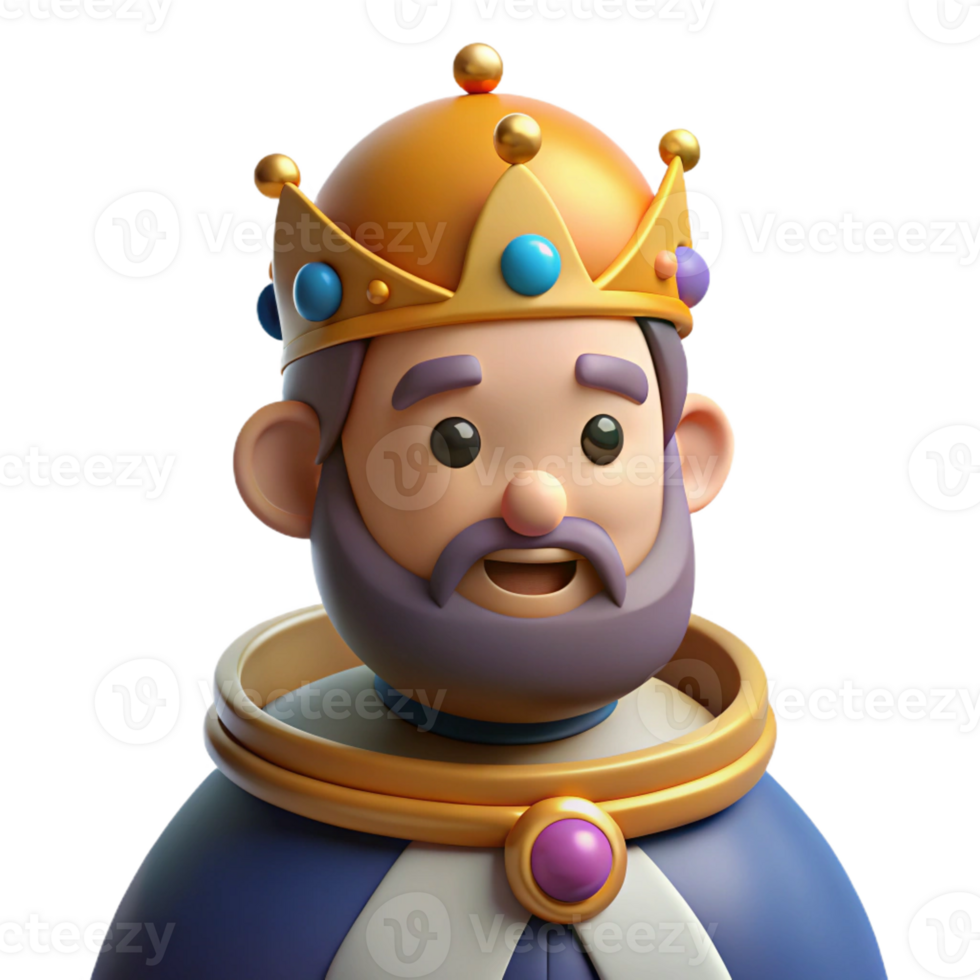 dramatic classic Cartoon King 3D Render high resolution png