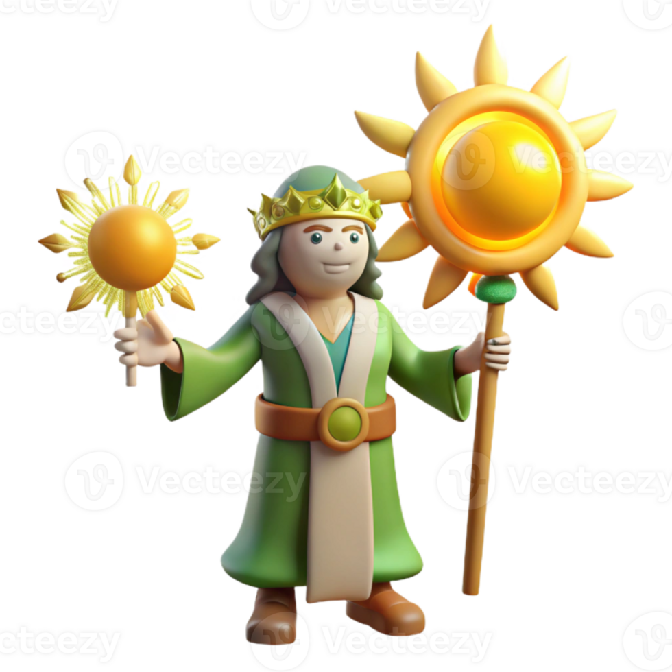 wonderful rustic 3D Render Sun King Illustration genuine png