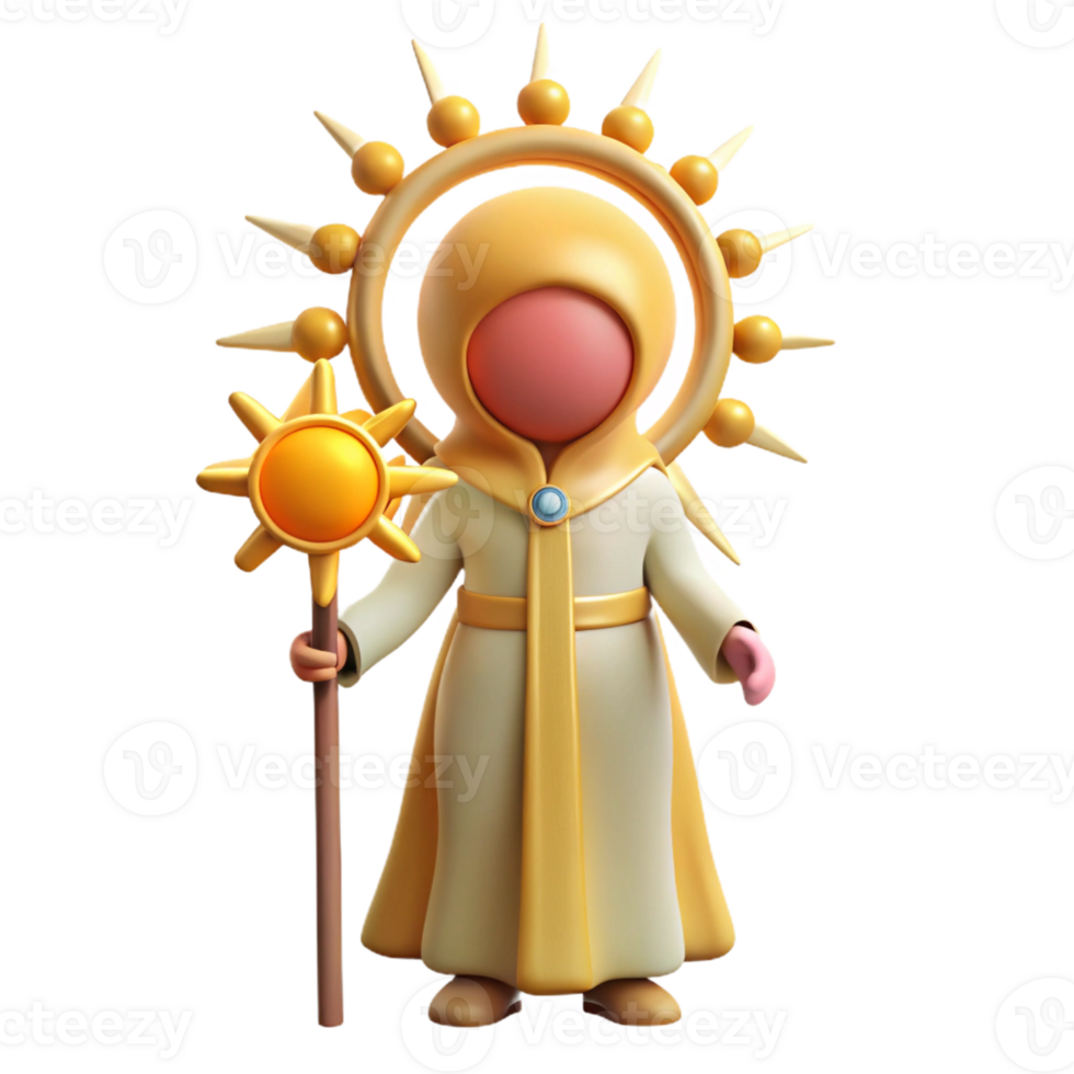 magnificent modern 3D Render Sun Priest Character Illustration original png