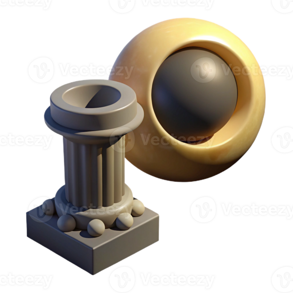 wonderful rustic 3D Render Minimalist Column and Sphere detailed png