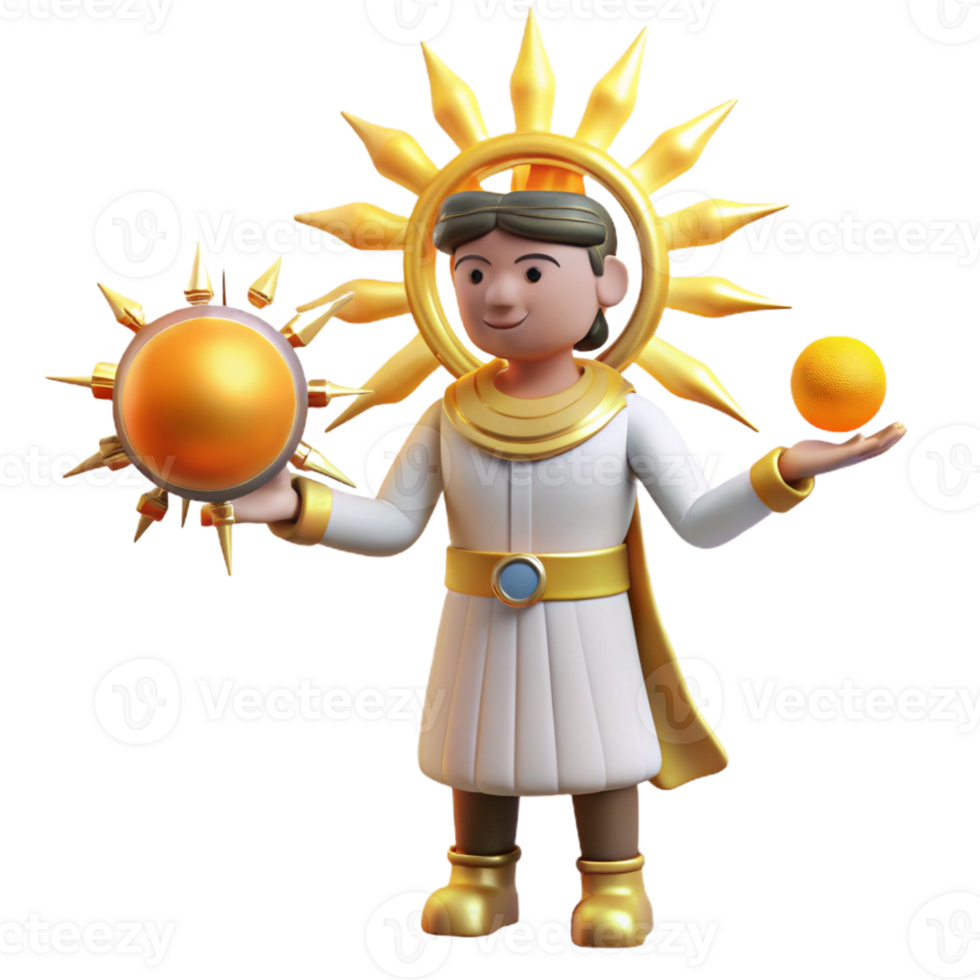 dramatic abstract 3D Sun God Illustration Celestial Being exclusive png