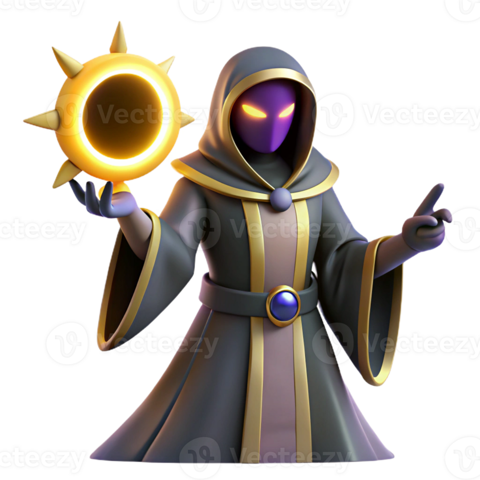 impressive classic 3D Render Dark Wizard Magical Orb exclusive png