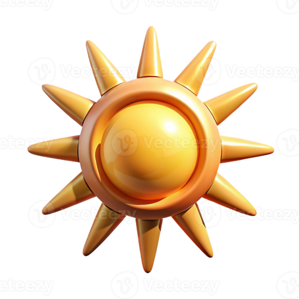 extraordinary minimalist Shiny 3D Sun Illustration premium png
