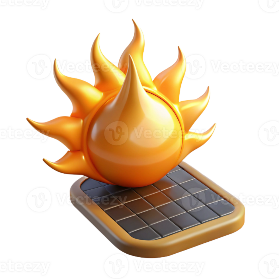 elegant modern 3D Render Sun on Solar Panel Icon professional png