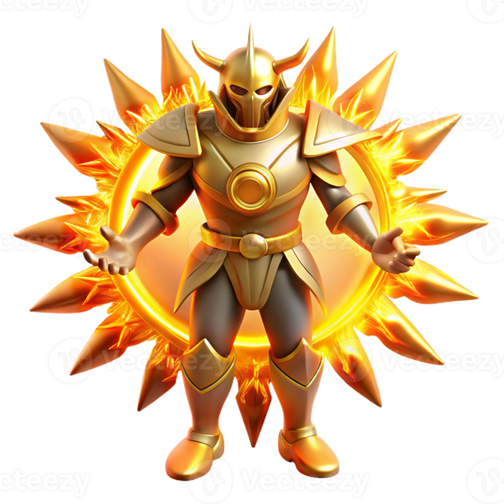 beautiful creative Golden Sun Warrior 3D Illustration high quality png