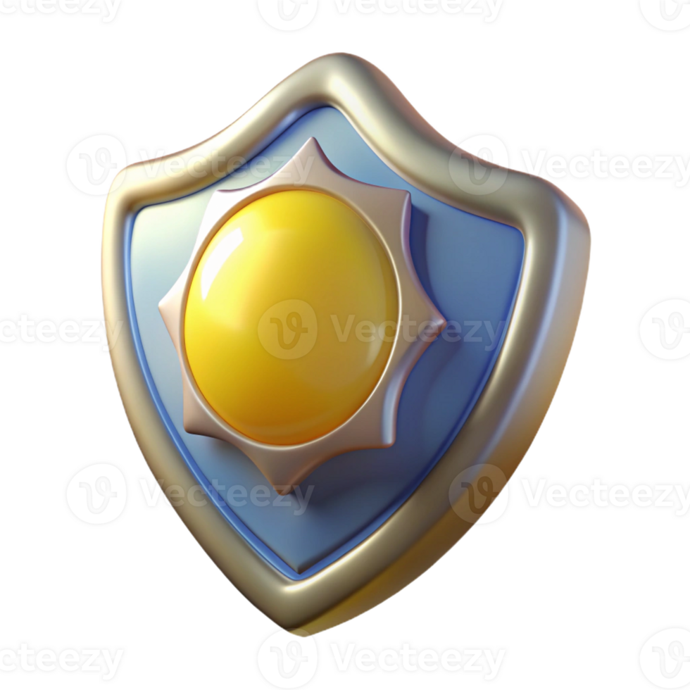 elegant vintage 3D Render Sun Shield Icon high quality png