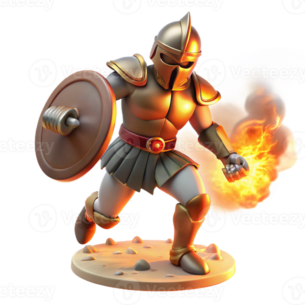dramatic abstract 3D Render of a Fiery Warrior high quality png