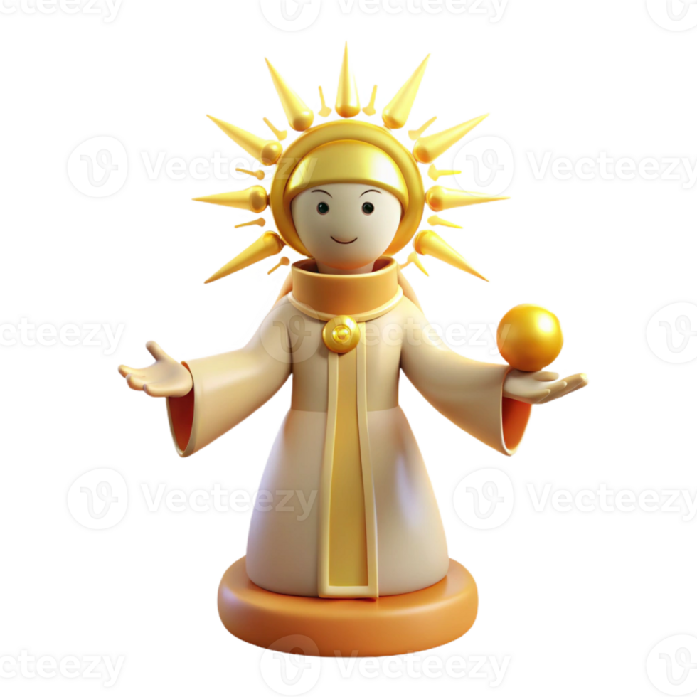 serene abstract Golden Sun Deity 3D Render genuine png