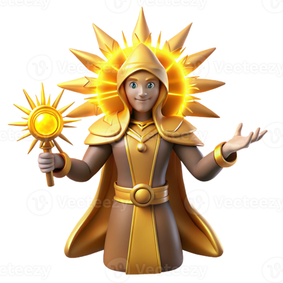 meraviglioso classico d'oro sole procedura guidata 3d rendere dettagliato png