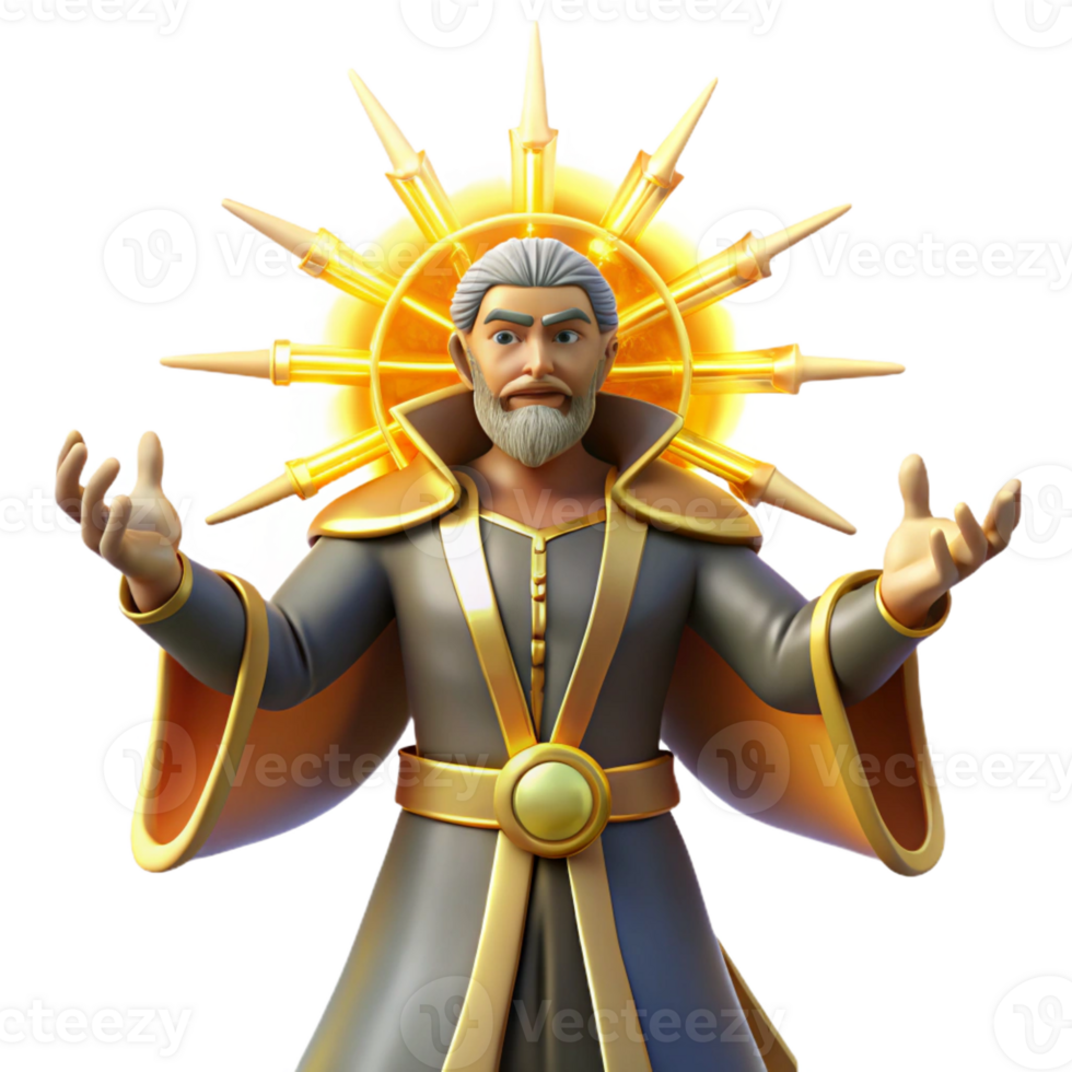 impressive minimalist Majestic 3D Render of a Wise Wizard authentic png