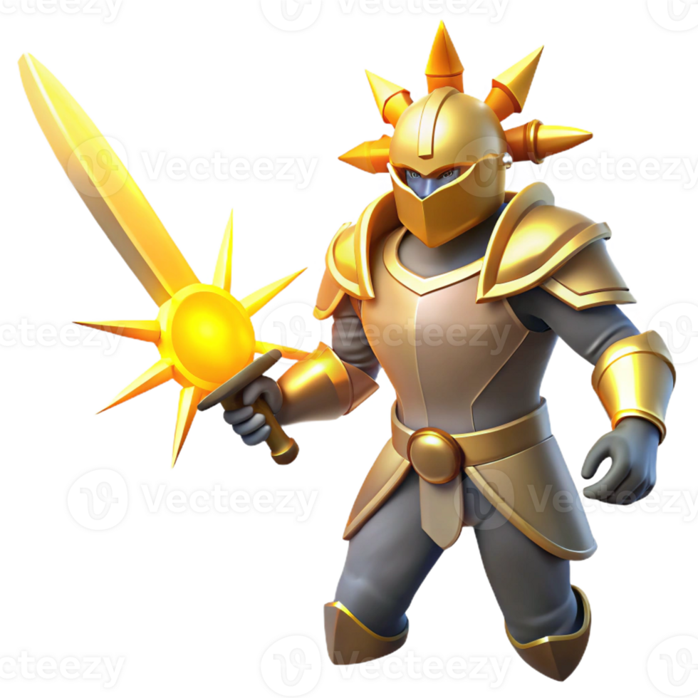 beautiful abstract Golden Knight 3D Illustration detailed png