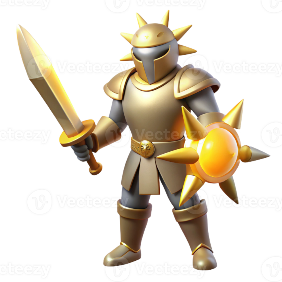 impressive artistic Golden Knight 3D Render genuine png