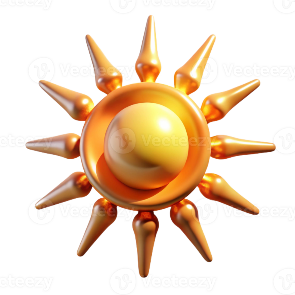 extraordinary minimalist Golden Sun 3D Render high quality png