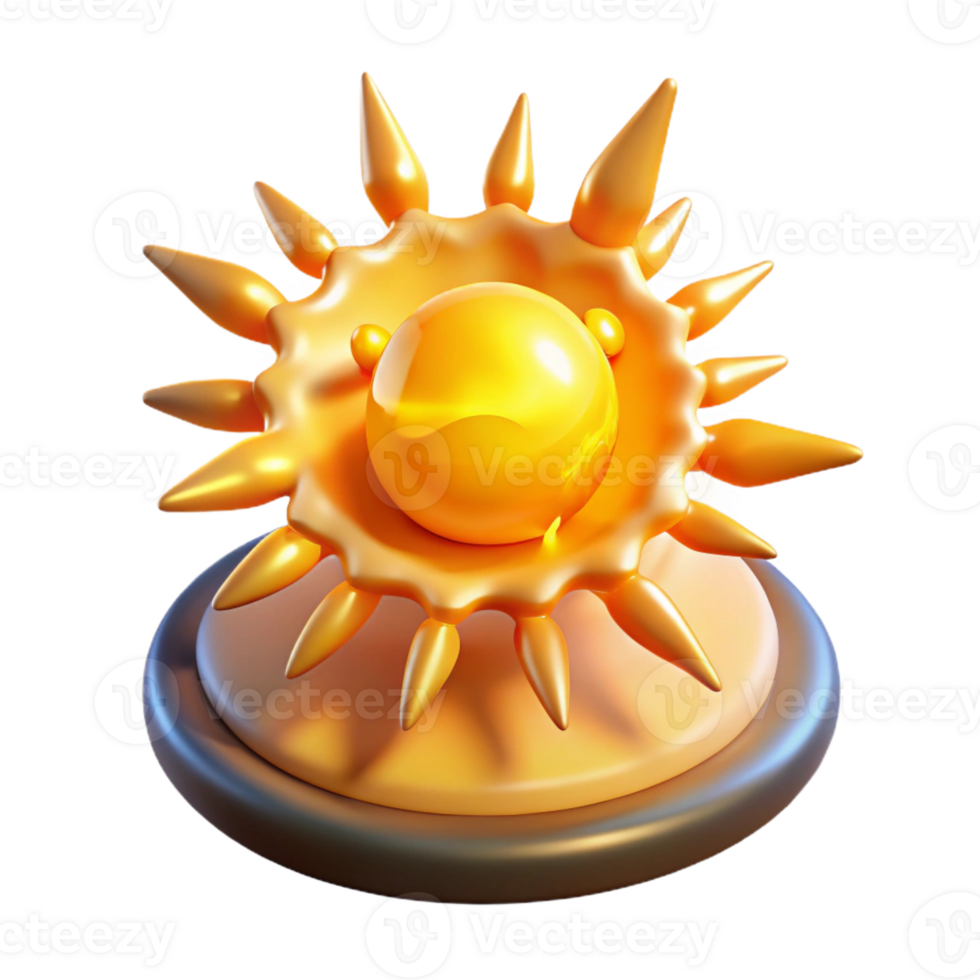 beautiful creative Golden Sun 3D Illustration professional png