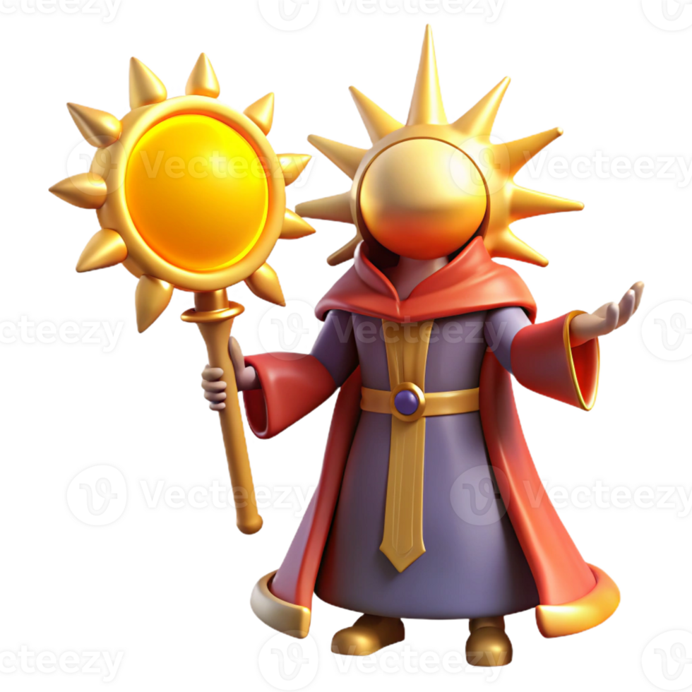 impressive creative Sun Priest 3D Render authentic png