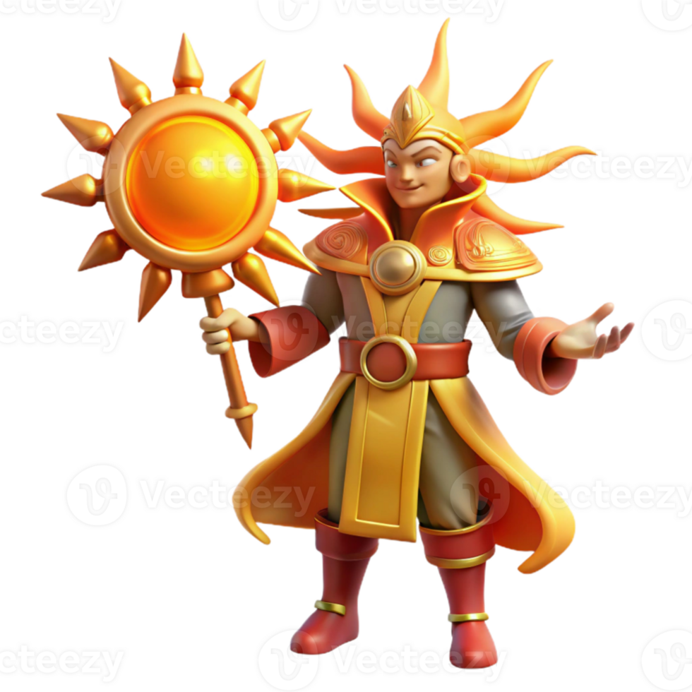 dramatic modern 3D Render Sun God Illustration 4K png