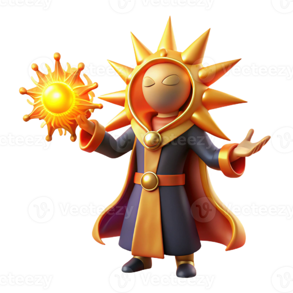 wonderful vintage 3D Sun Wizard Illustration exclusive png
