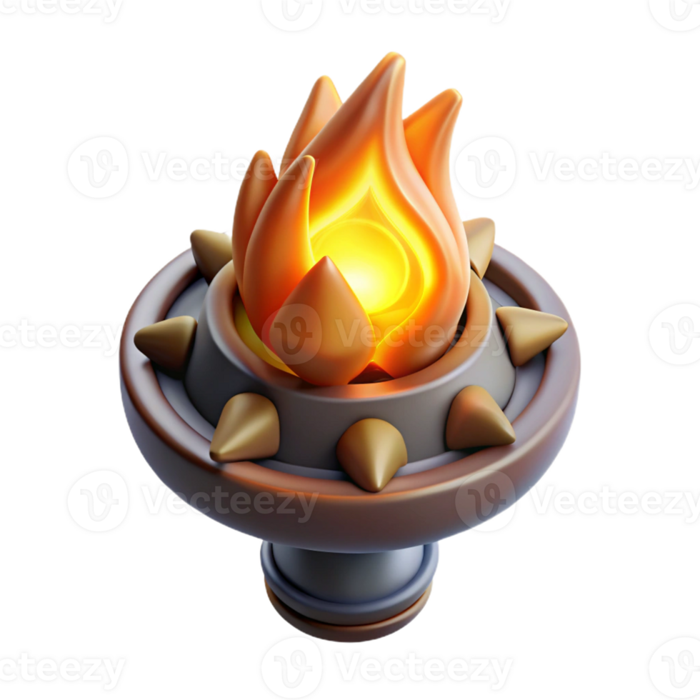 extraordinary abstract 3D Render Flaming Torch Icon high quality png