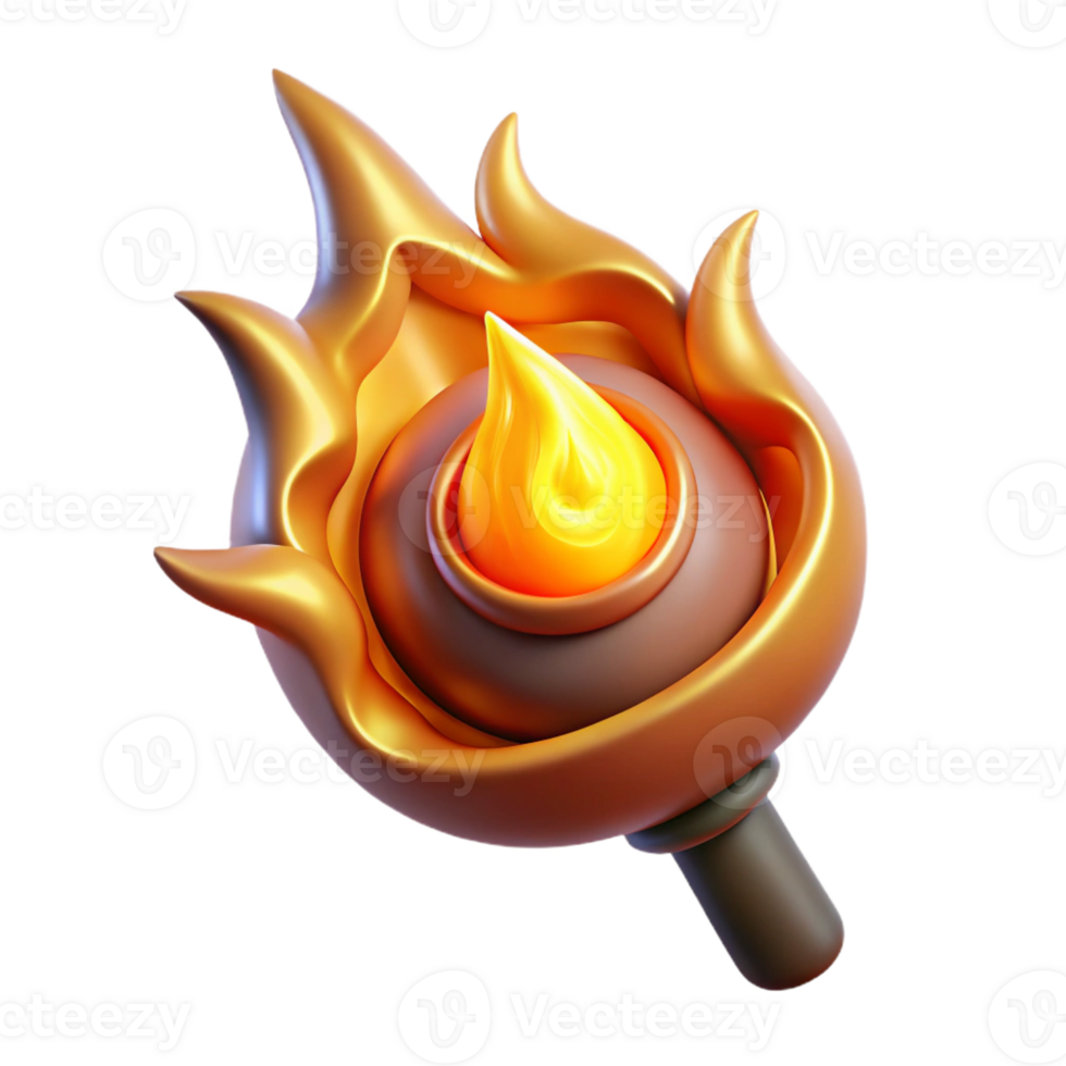 magnificent contemporary 3D Render Flaming Torch Illustration detailed png