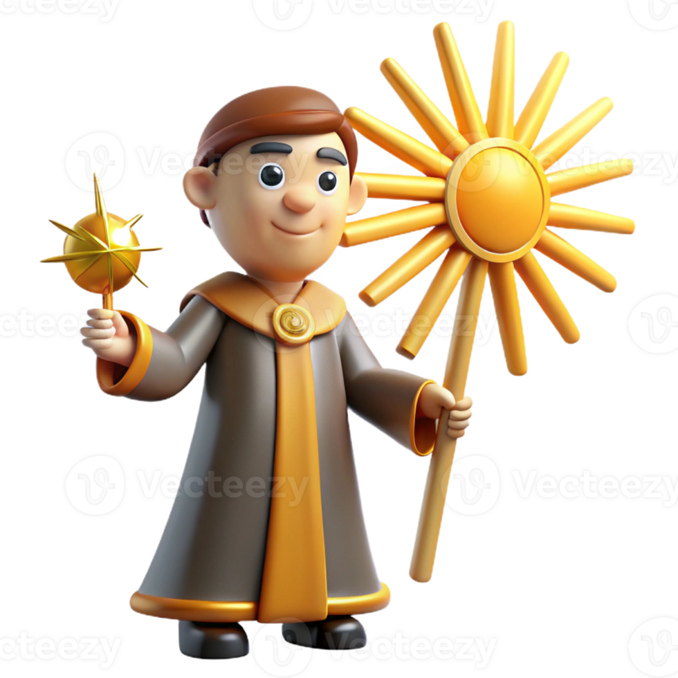 beautiful classic 3D Render of Cartoon Priest detailed png