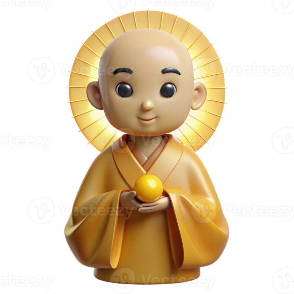 elegant modern 3D Render Monk Illustration original png
