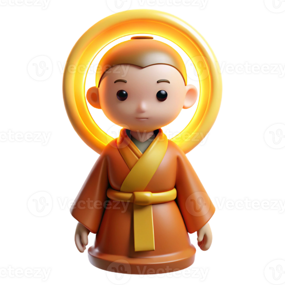 elegant classic 3D Cartoon Monk Illustration original png