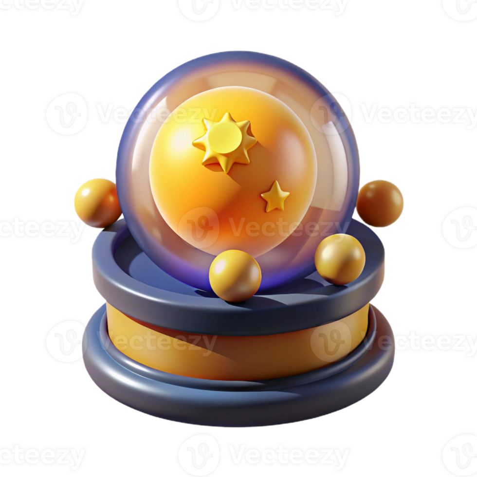 dramatic creative 3D Render Yellow Celestial Sphere authentic png