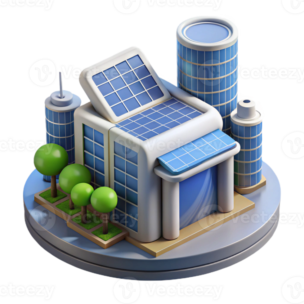 wonderful minimalist Eco Friendly 3D Building Illustration detailed png