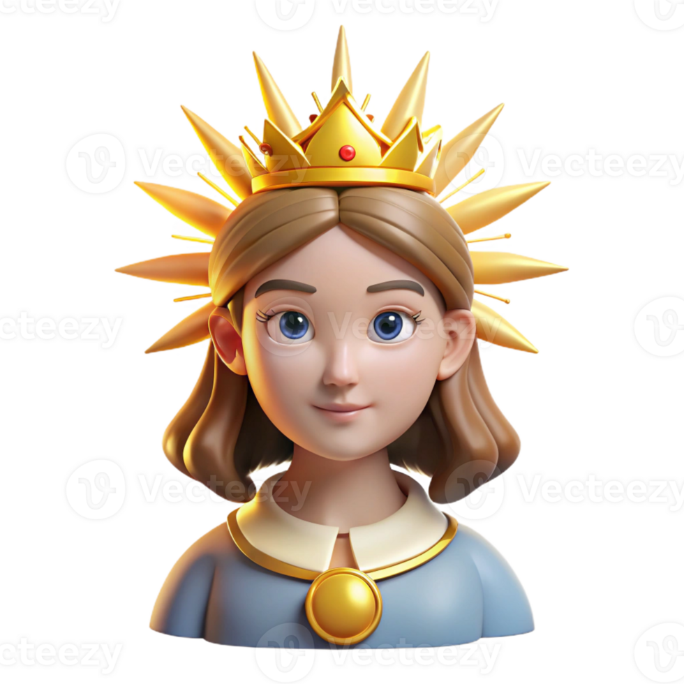 magnificent minimalist 3D Render Young Queen Illustration authentic png
