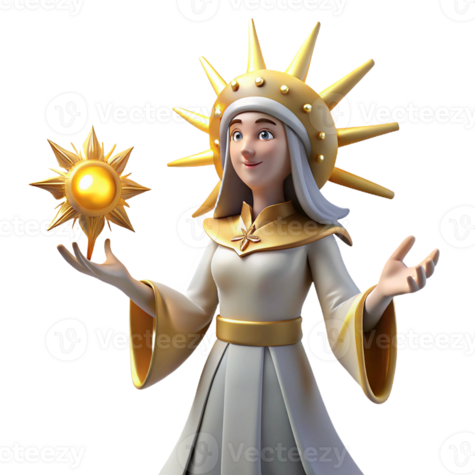 magnificent minimalist 3D Render Sun Goddess Illustration exclusive png