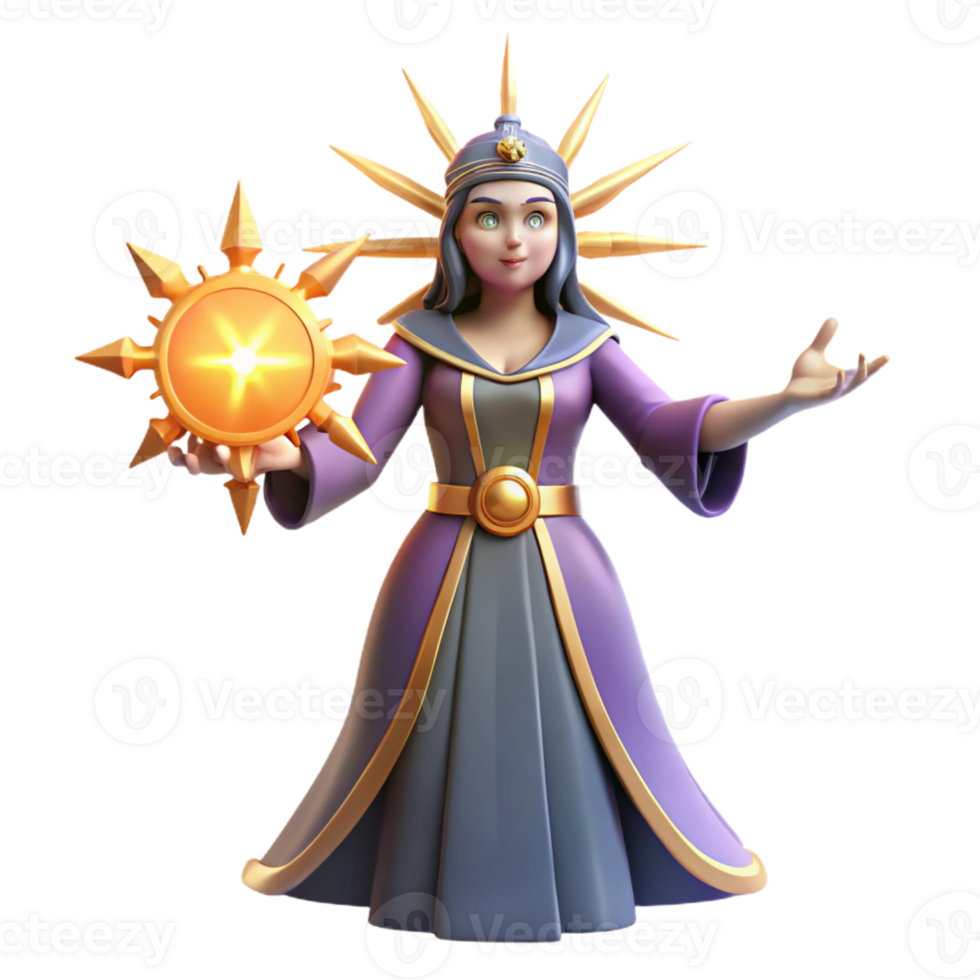 wonderful modern 3D Render Sun Goddess Illustration premium png