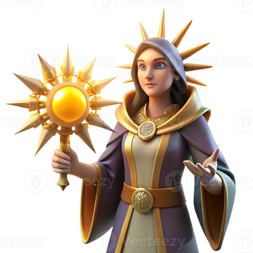elegant creative 3D Render of a Female Mage high resolution png