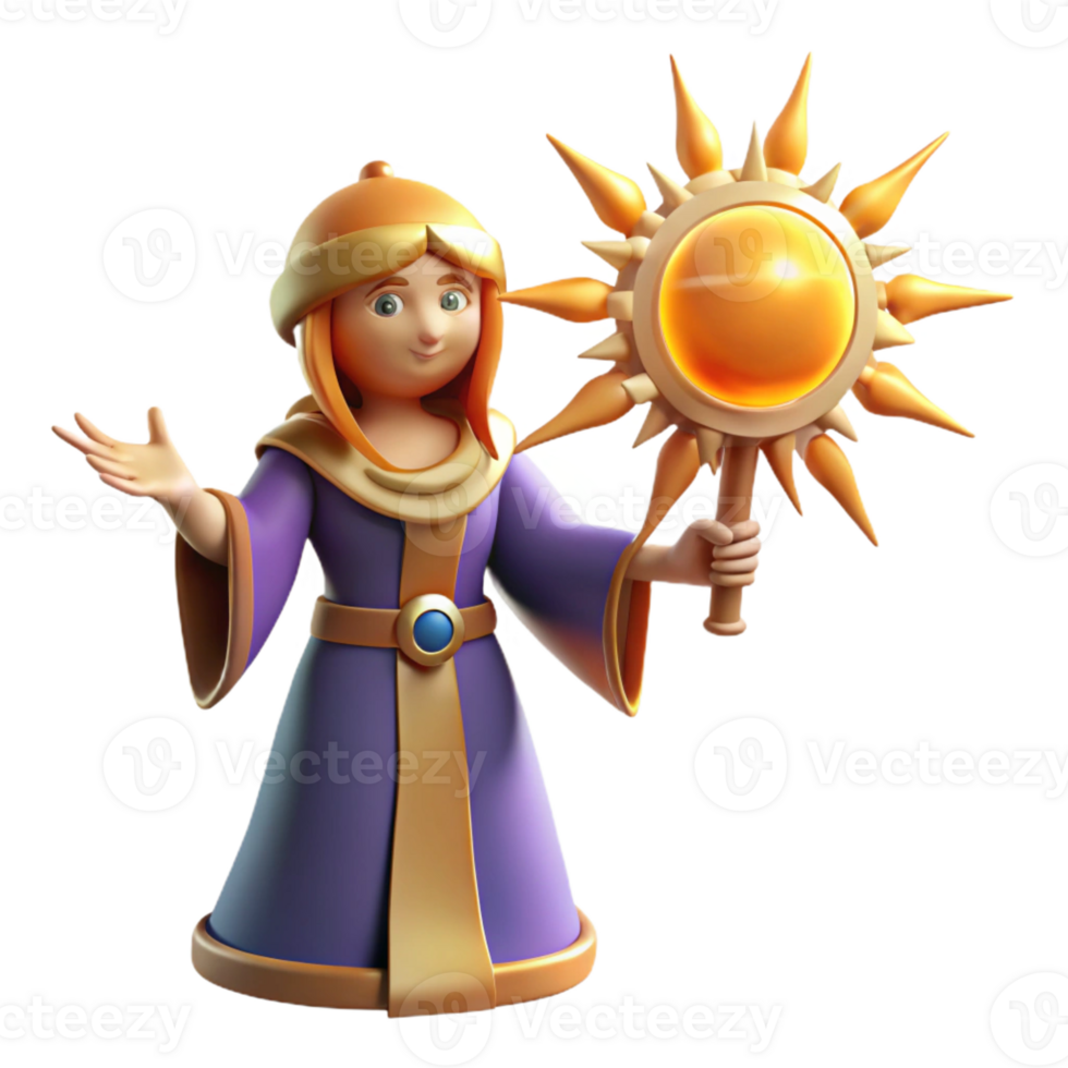 elegant classic 3D Render of a Cartoon Sorceress genuine png