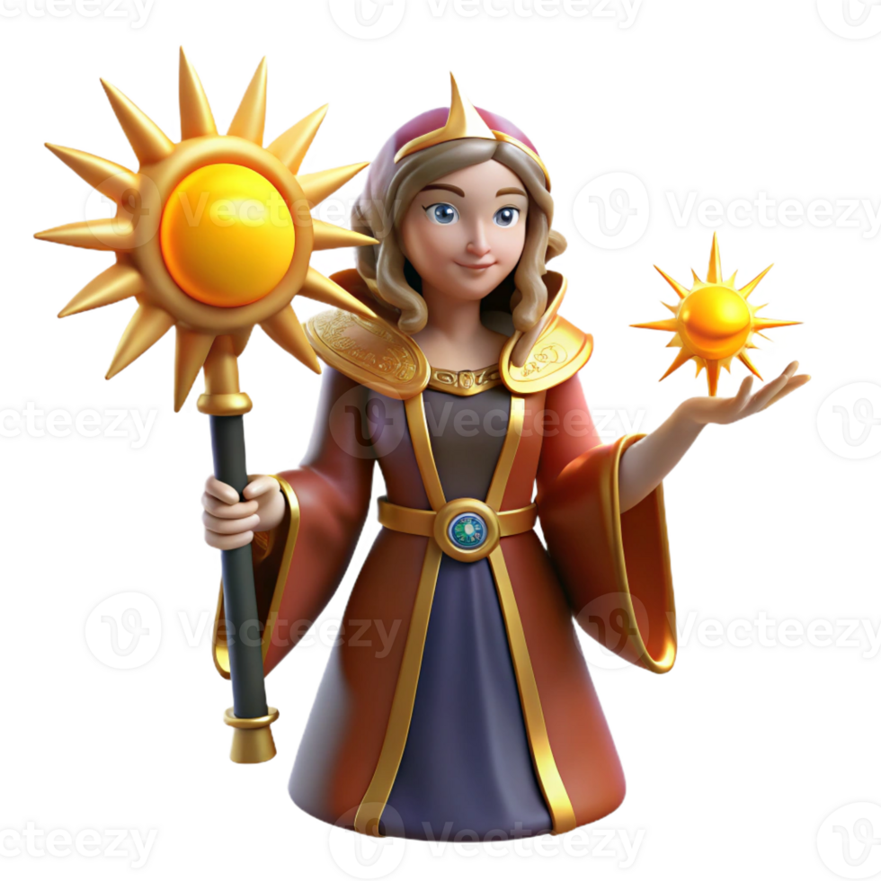 wonderful classic 3D Render Sun Priestess Fantasy Character Illustration genuine png