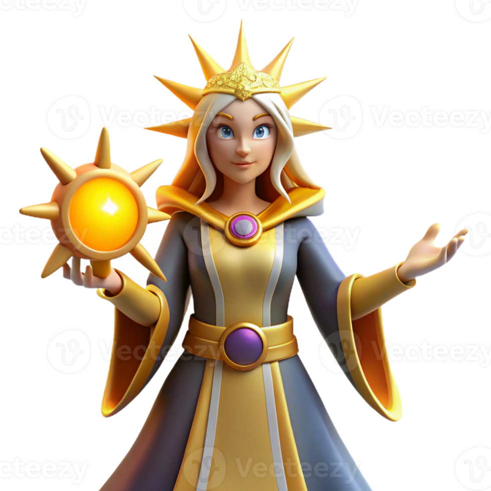 beautiful abstract 3D Render of a Fantasy Sun Priestess high resolution png