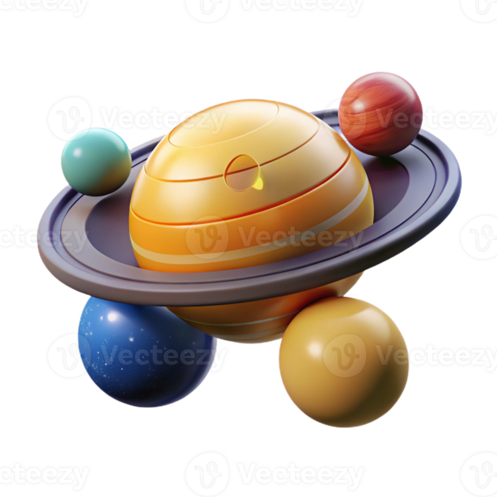 vibrant artistic 3D Render Colorful Planetary System Illustration professional png