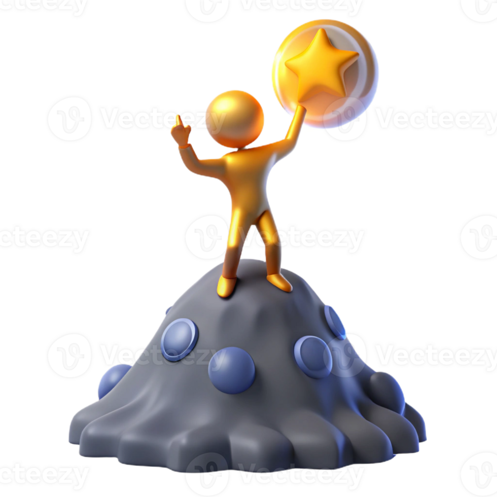 beautiful abstract Golden Figure Triumphant 3D Render original png