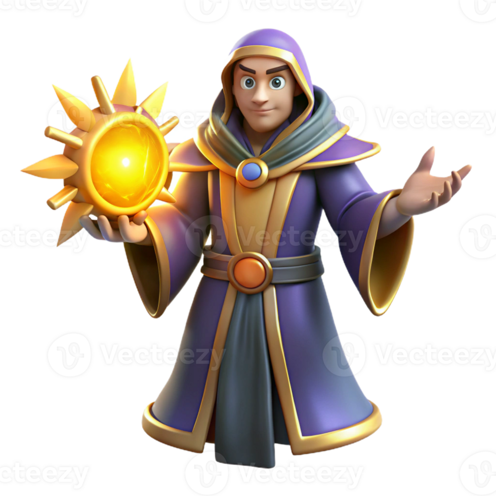 magnificent classic Wizard 3D Render Sun Orb Magic high resolution png