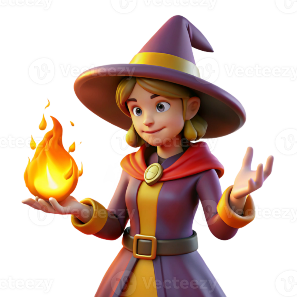 elegant classic 3D Render of a Young Witch high resolution png