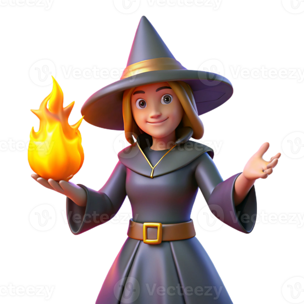 extraordinary traditional 3D Render of a Friendly Witch authentic png