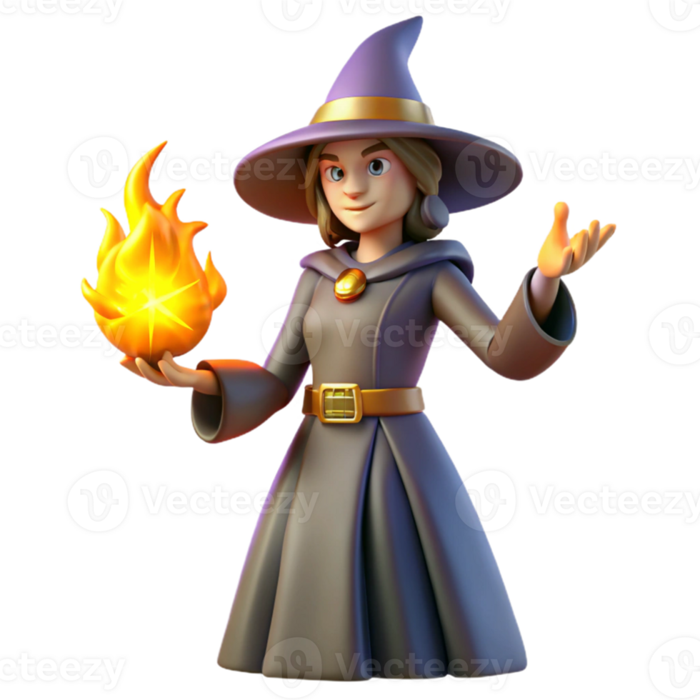 impressive creative 3D Render of a Friendly Witch professional png