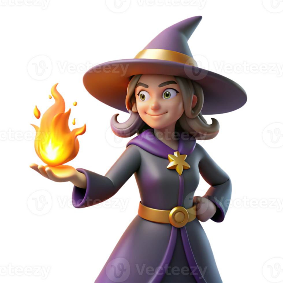 extraordinary creative Friendly Witch 3D Render high resolution png