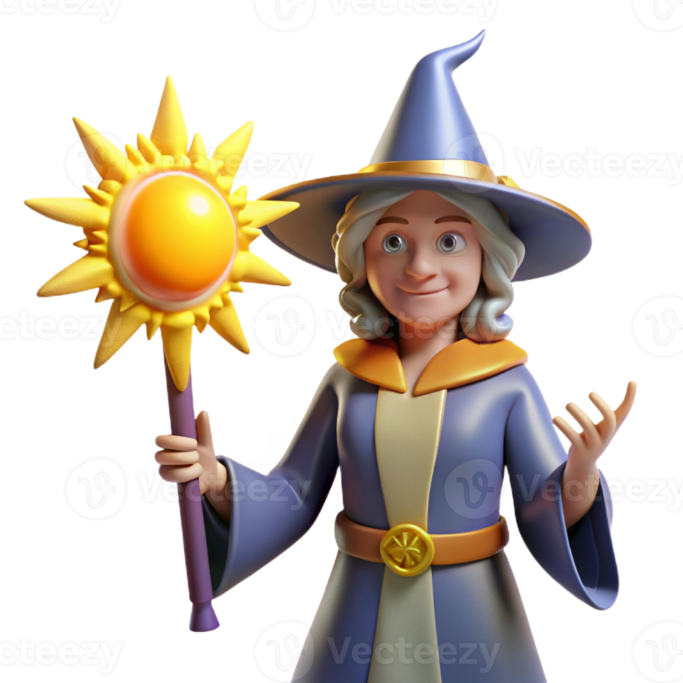 beautiful minimalist Friendly 3D Render of a Cartoon Witch high resolution png