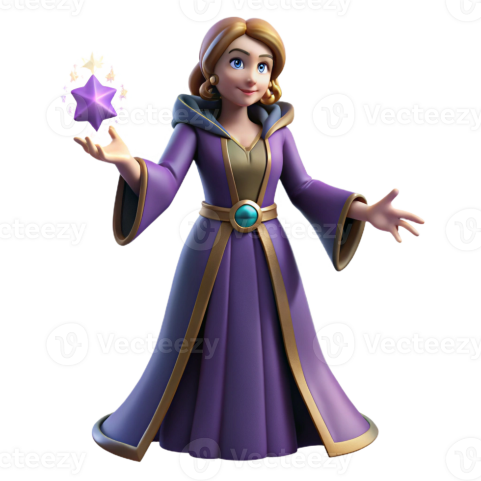 stunning creative Fantasy RPG 3D Render Purple Robe Mage authentic png