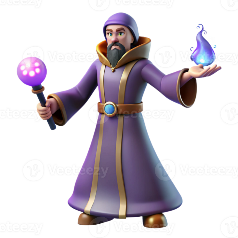 wonderful classic 3D Render Wizard Character Illustration authentic png