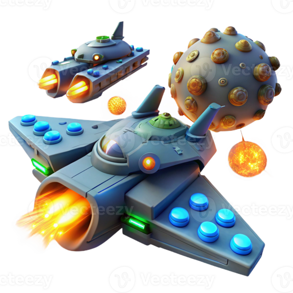 impressive abstract Spaceship 3D Render, Futuristic Spaceships and Asteroid 4K png