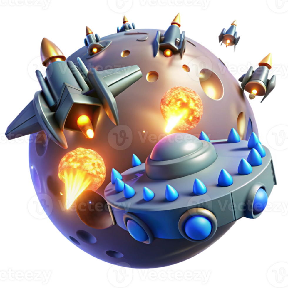 dramatic contemporary Cosmic Battle 3D Illustration exclusive png